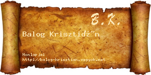 Balog Krisztián névjegykártya
